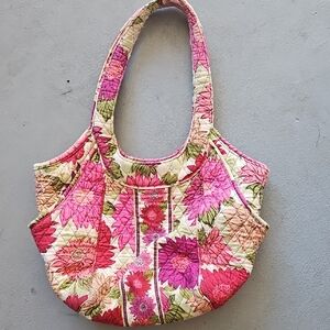 Vera Bradley Pink and Cream Floral Shoulder Bag